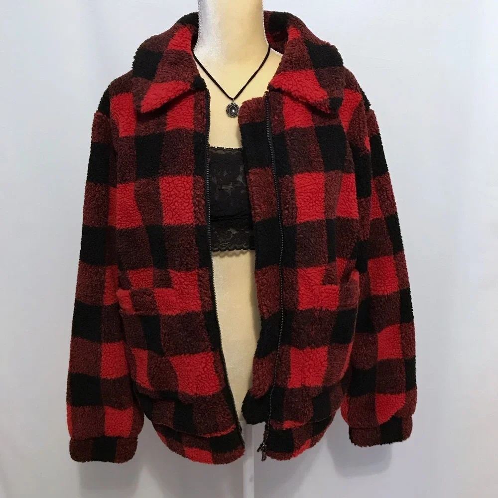 Elodie NWT Buffalo Plaid Sherpa Jacket Women S